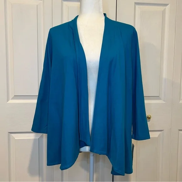 🍋 NWT - Charter Club Blue Open Front Top - Large - Picture 1 of 6